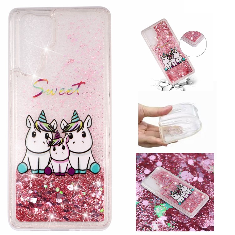 Mobile Cover for Huawei P30 Pro Dynamic Glitter Powder Sequins Patterned TPU Case - Unicorn Family-1