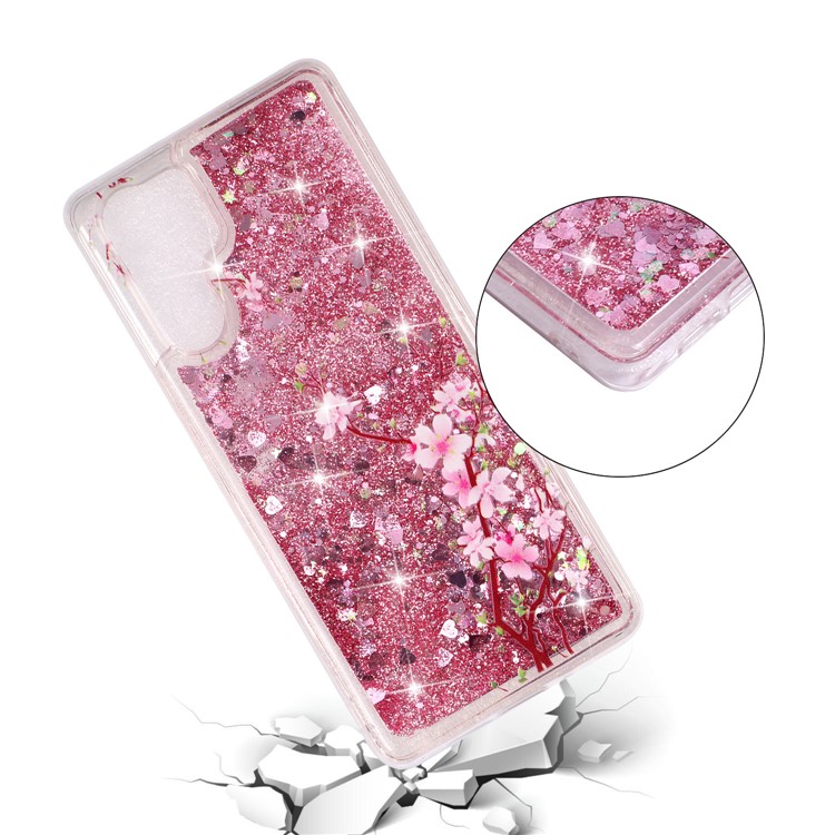 Capa Protetora Para Huawei P30 Pro Pó De Lantejoulas Dinâmicas Modelado Tpu Case - Flor De Ameixa-4