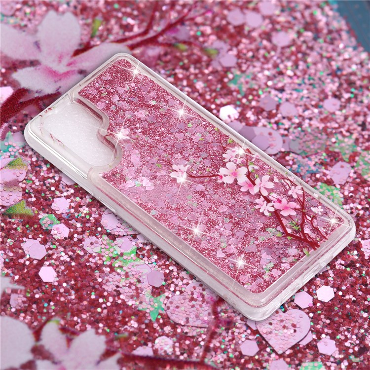Capa Protetora Para Huawei P30 Pro Pó De Lantejoulas Dinâmicas Modelado Tpu Case - Flor De Ameixa-5