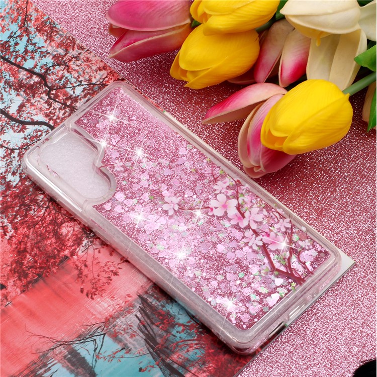 Capa Protetora Para Huawei P30 Pro Pó De Lantejoulas Dinâmicas Modelado Tpu Case - Flor De Ameixa-6