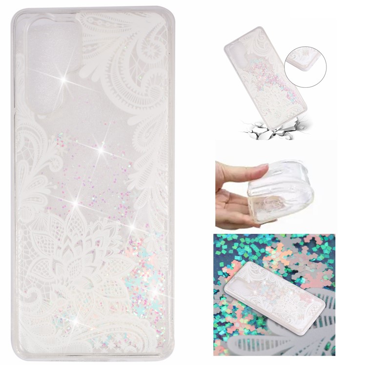 Mobile Phone Shell for Huawei P30 Pro Dynamic Glitter Powder Sequins Patterned TPU Case - Lace Flower-1