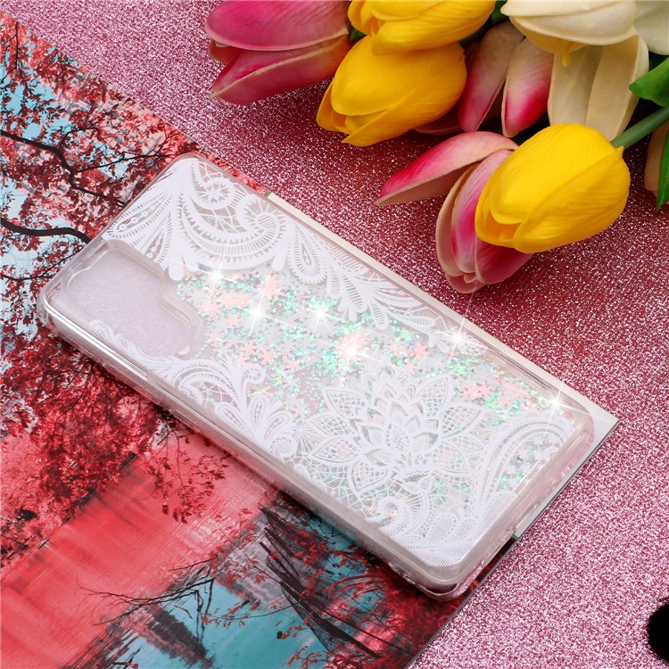 Mobile Phone Shell for Huawei P30 Pro Dynamic Glitter Powder Sequins Patterned TPU Case - Lace Flower-6