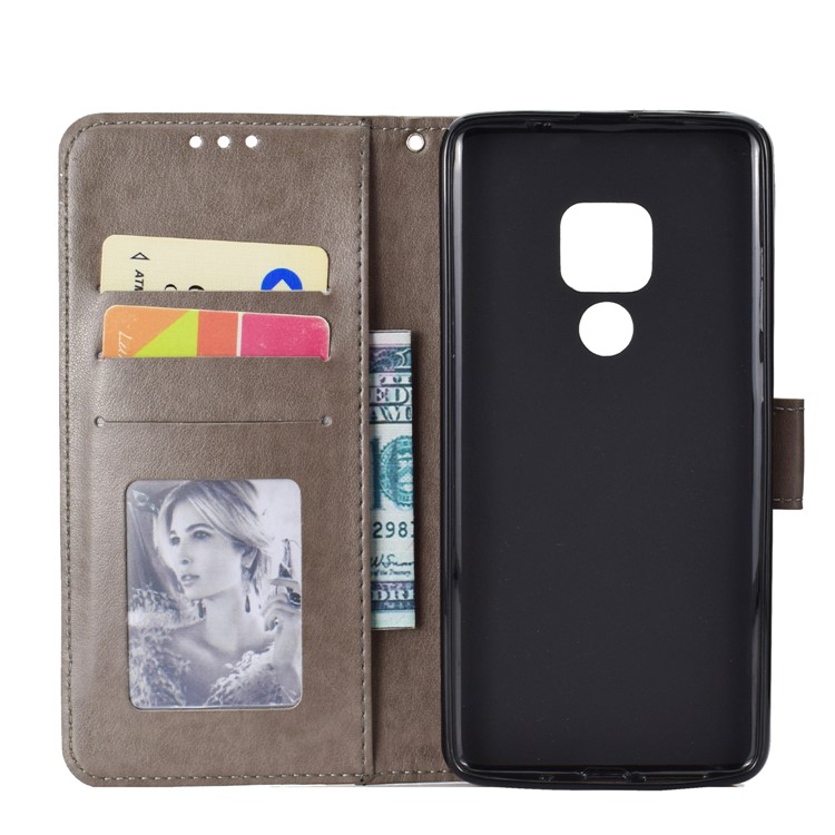 Imprinted Mandala Pattern PU Leather Protection Mobile Phone Case for Huawei Mate 20 - Grey-4