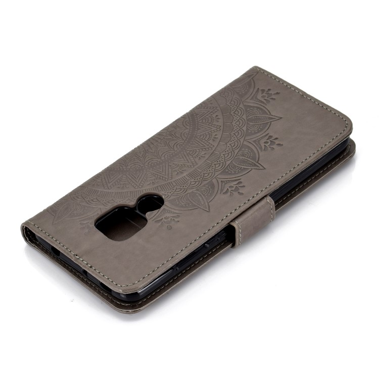 Imprinted Mandala Pattern PU Leather Protection Mobile Phone Case for Huawei Mate 20 - Grey-8