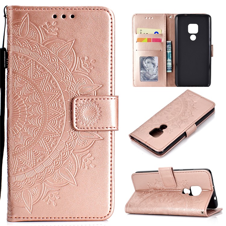 Imprinted Mandala Pattern PU Leather Protection Mobile Phone Cover for Huawei Mate 20 - Rose Gold-1
