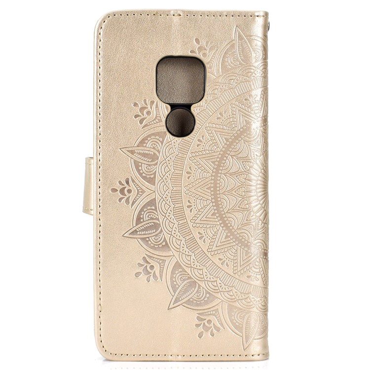 Imprinted Mandala Pattern PU Leather Protection Phone Case for Huawei Mate 20 - Gold-3