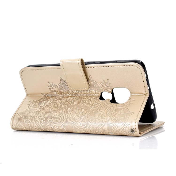 Imprinted Mandala Pattern PU Leather Protection Phone Case for Huawei Mate 20 - Gold-5