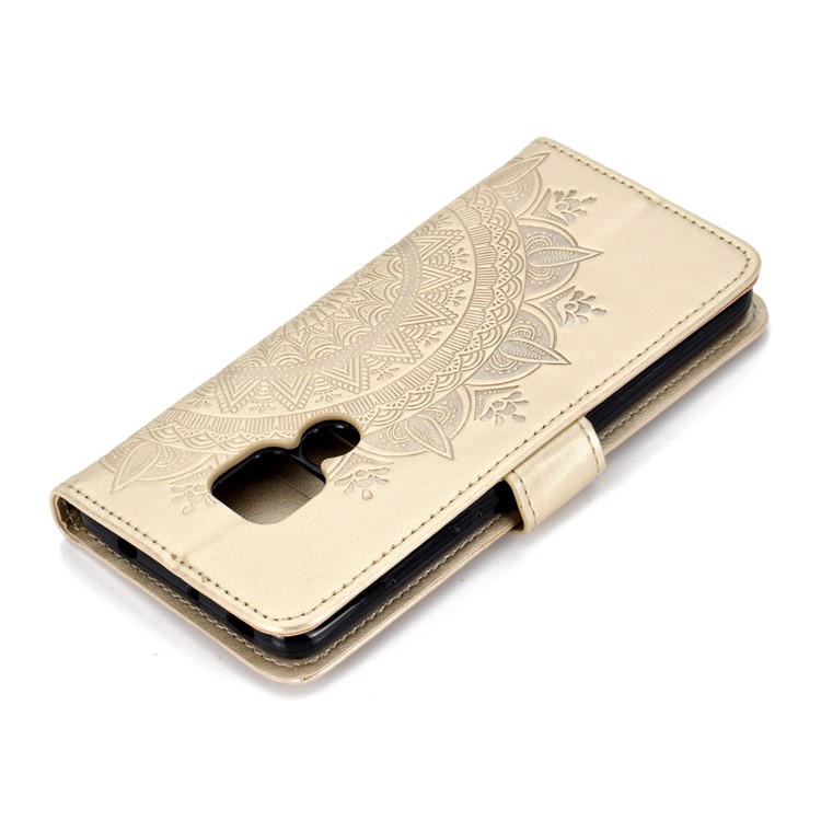 Imprinted Mandala Pattern PU Leather Protection Phone Case for Huawei Mate 20 - Gold-8