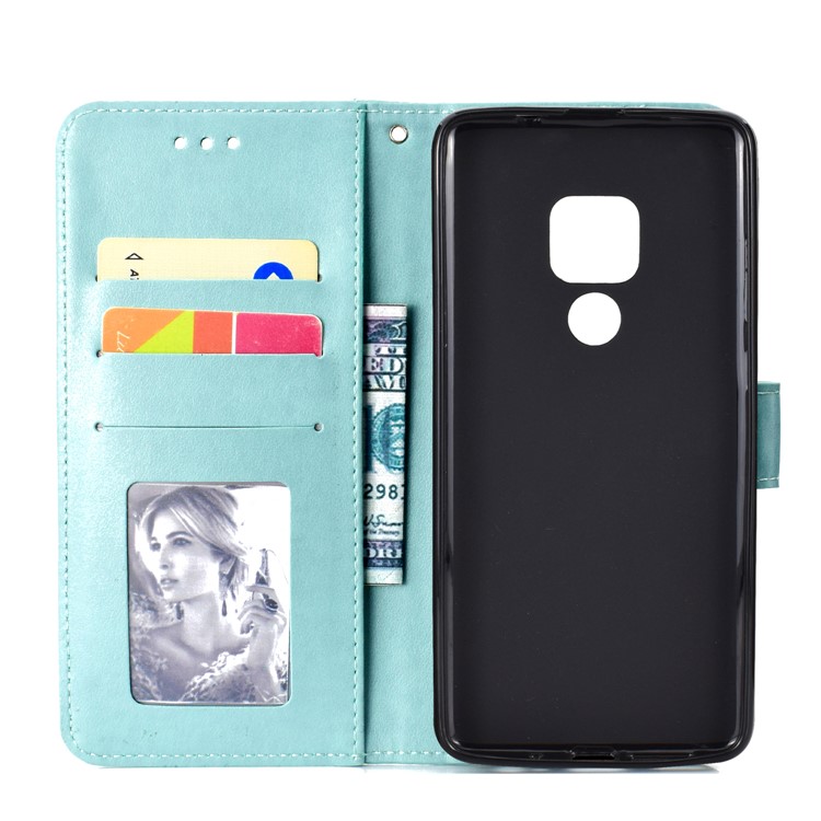 Imprinted Mandala Pattern PU Leather Protection Mobile Phone Casing for Huawei Mate 20 - Cyan-4