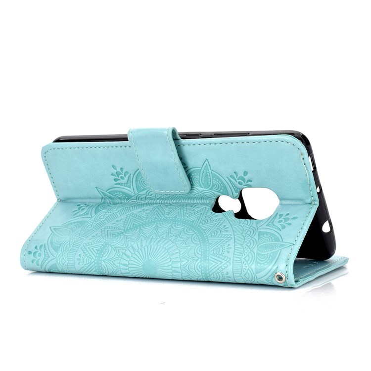 Imprinted Mandala Pattern PU Leather Protection Mobile Phone Casing for Huawei Mate 20 - Cyan-5