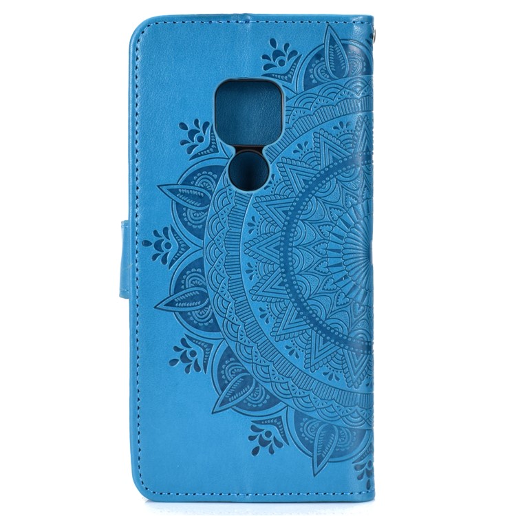 Imprinted Mandala Pattern PU Leather Protection Casing for Huawei Mate 20 - Blue-3