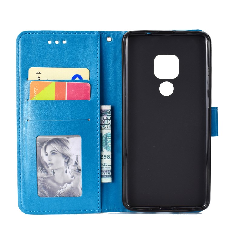 Imprinted Mandala Pattern PU Leather Protection Casing for Huawei Mate 20 - Blue-4