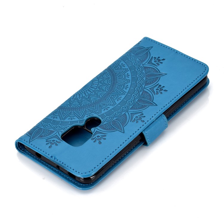 Imprinted Mandala Pattern PU Leather Protection Casing for Huawei Mate 20 - Blue-8