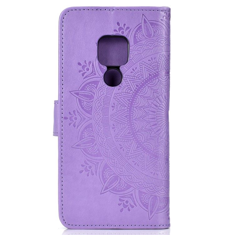 Imprinted Mandala Pattern PU Leather Accessory Case for Huawei Mate 20 - Purple-3