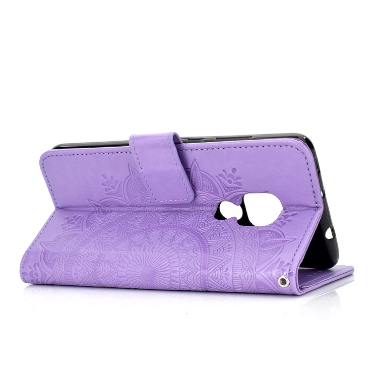 Imprinted Mandala Pattern PU Leather Accessory Case for Huawei Mate 20 - Purple-5