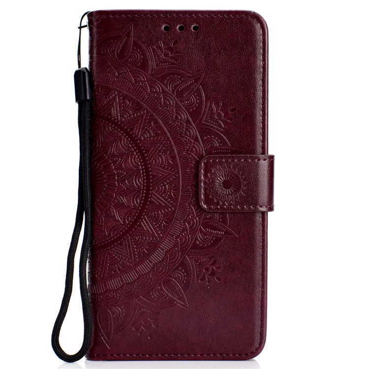 Imprinted Mandala Pattern PU Leather Mobile Cover for Huawei Mate 20 - Brown-2