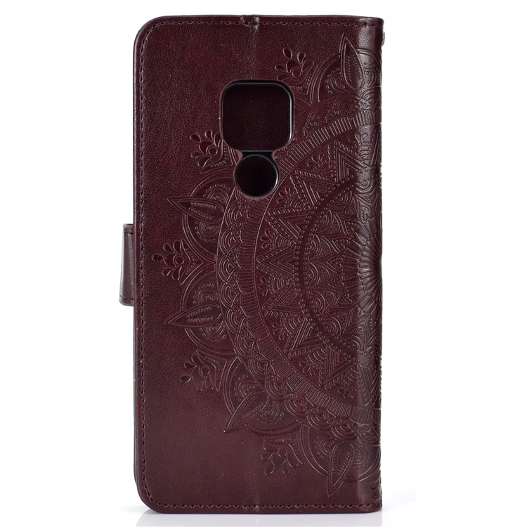 Imprinted Mandala Pattern PU Leather Mobile Cover for Huawei Mate 20 - Brown-3