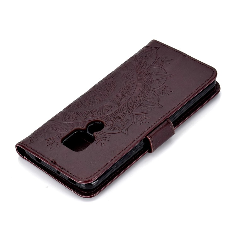Imprinted Mandala Pattern PU Leather Mobile Cover for Huawei Mate 20 - Brown-8