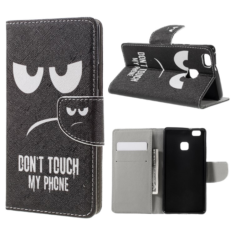 Patterned Leather Flip Case for Huawei P9 Lite - Do Not Touch My Phone-1