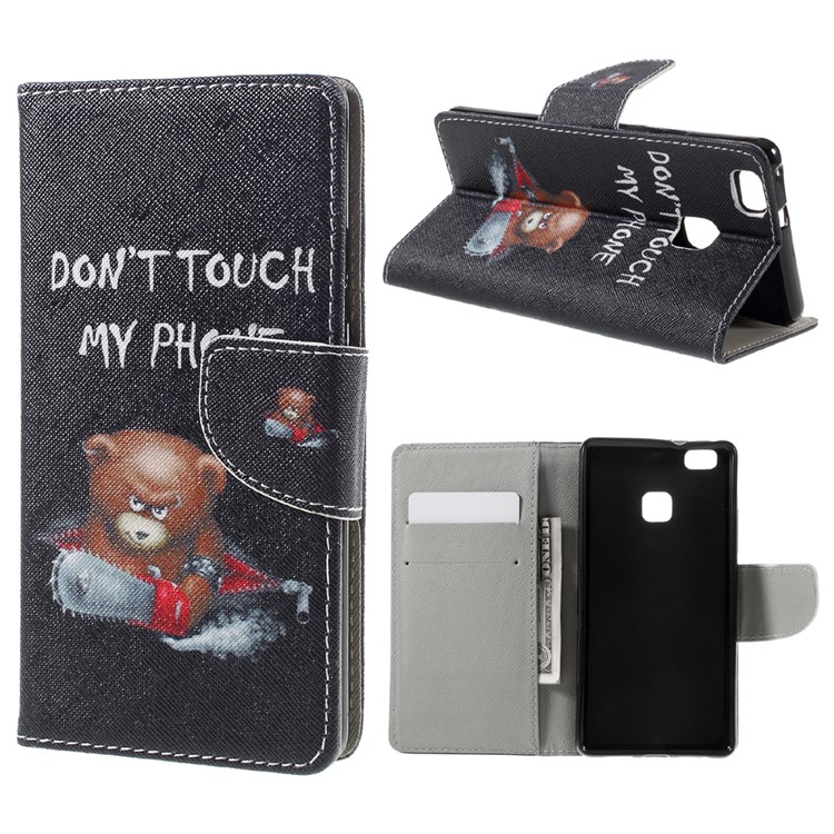 Patterned Leather Folio Cover for Huawei P9 Lite - Cool Bear-1