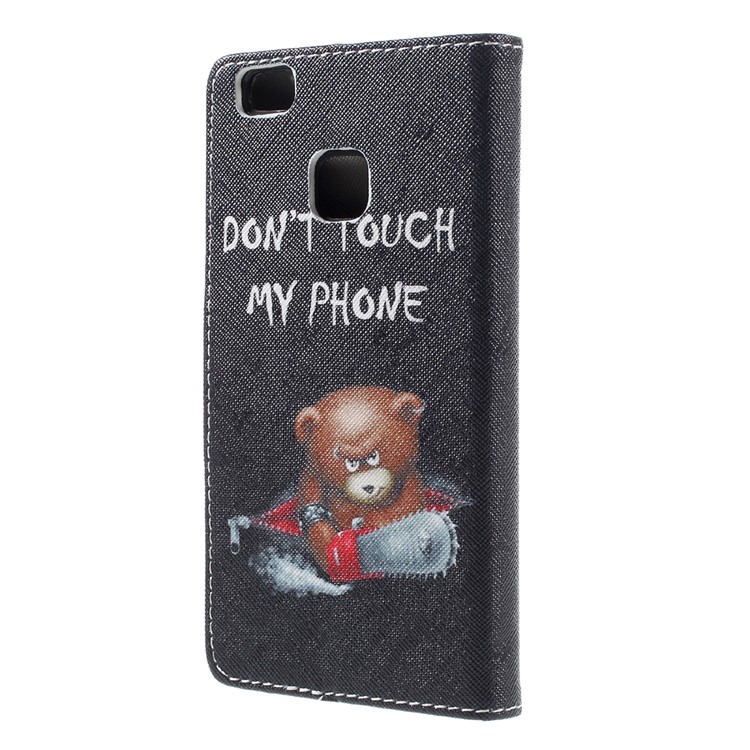 Patterned Leather Folio Cover for Huawei P9 Lite - Cool Bear-2
