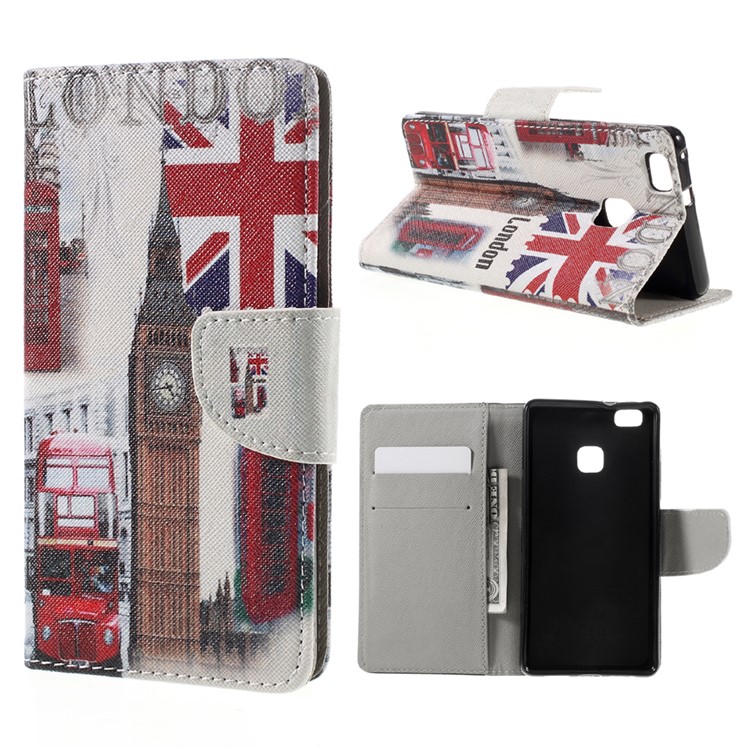 Patterned Leather Folio Shell for Huawei P9 Lite - Big Ben and UK Flag-1