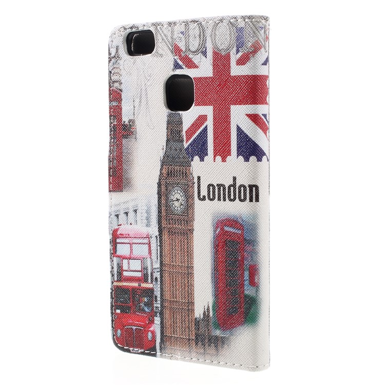 Patterned Leather Folio Shell for Huawei P9 Lite - Big Ben and UK Flag-2