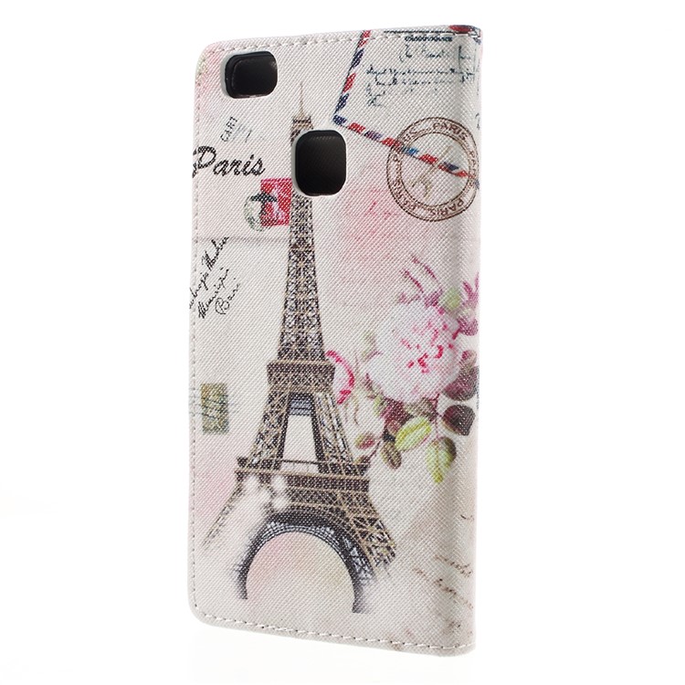 Pattern Printing Leather Flip Case for Huawei P9 Lite - Paris Eiffel Tower-2