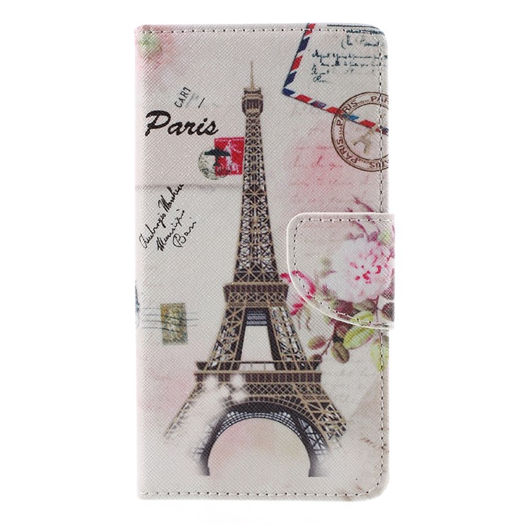 Pattern Printing Leather Flip Case for Huawei P9 Lite - Paris Eiffel Tower-3