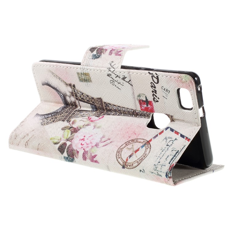 Pattern Printing Leather Flip Case for Huawei P9 Lite - Paris Eiffel Tower-5