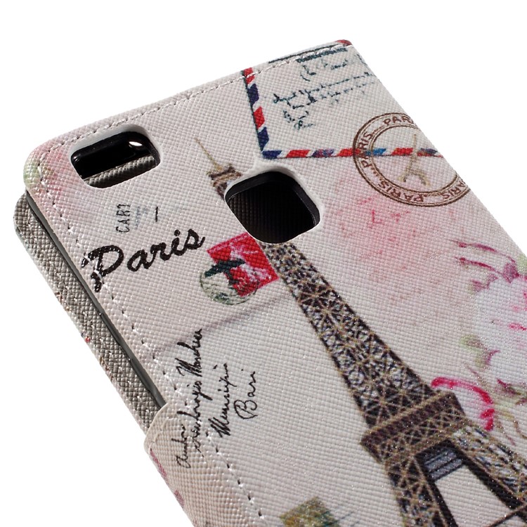 Pattern Printing Leather Flip Case for Huawei P9 Lite - Paris Eiffel Tower-9
