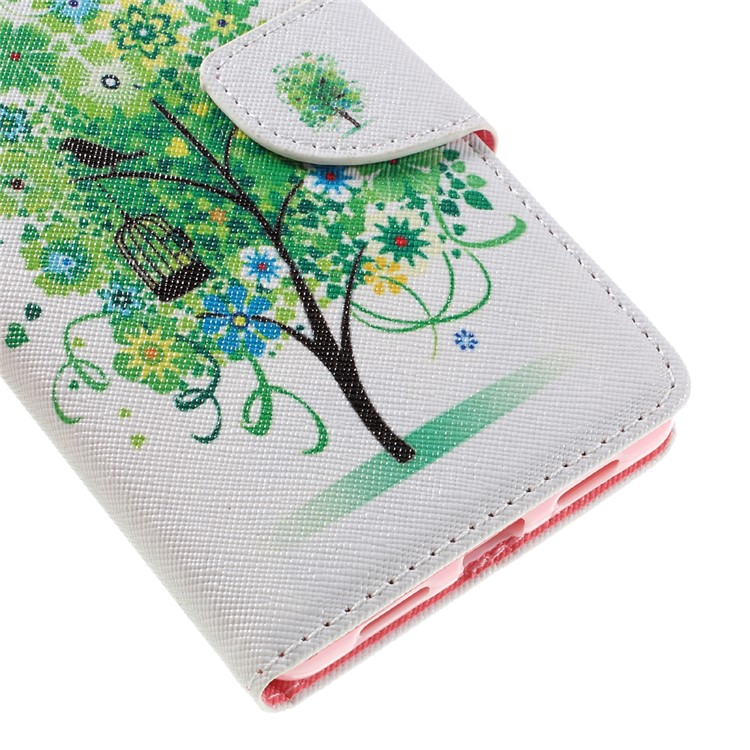 Patterned Leather Wallet Stand Case for Huawei P9 Lite - Green Tree-7