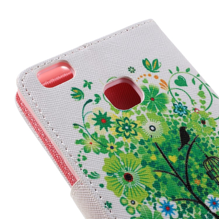 Patterned Leather Wallet Stand Case for Huawei P9 Lite - Green Tree-8