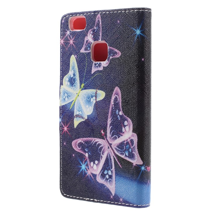 PU Leather Folio Cover for Huawei P9 Lite - Translucent Butterfly-2