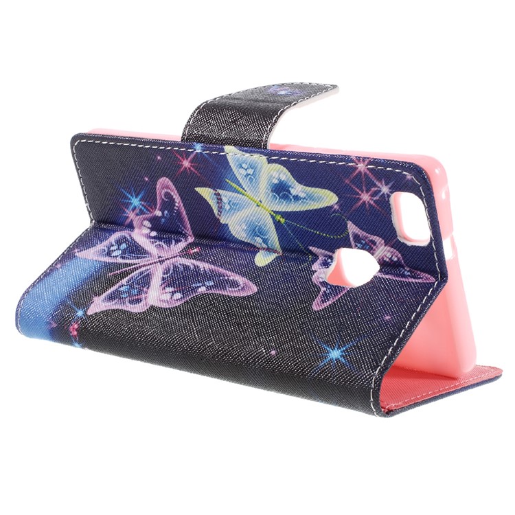 PU Leather Folio Cover for Huawei P9 Lite - Translucent Butterfly-5