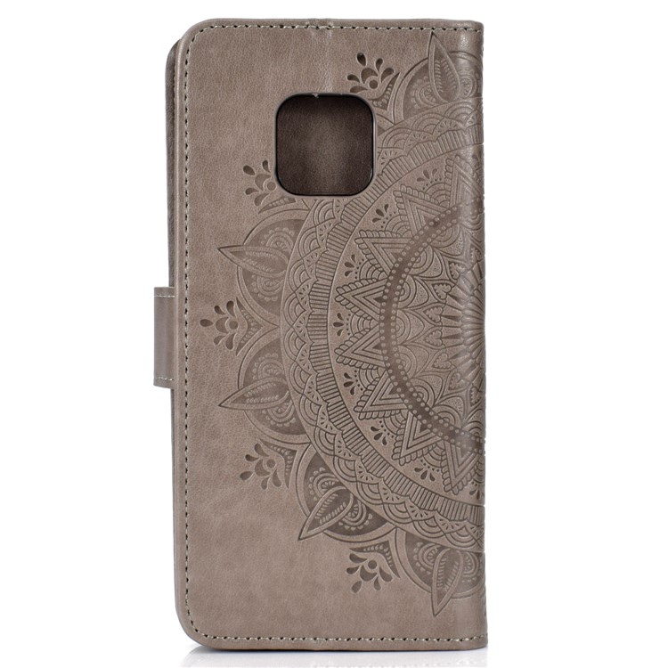 Imprinted Mandala Pattern Magnetic Wallet Leather Phone Cover for Huawei Mate 20 Pro - Grey-3