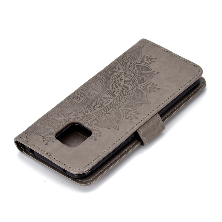 Imprinted Mandala Pattern Magnetic Wallet Leather Phone Cover for Huawei Mate 20 Pro - Grey-8