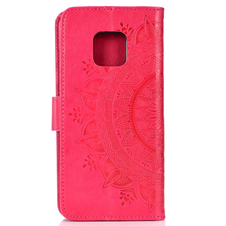 Imprinted Mandala Pattern Magnetic Wallet Leather Phone Shell for Huawei Mate 20 Pro - Rose-3