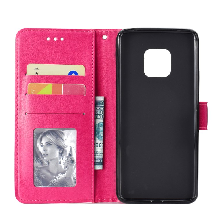 Imprinted Mandala Pattern Magnetic Wallet Leather Phone Shell for Huawei Mate 20 Pro - Rose-4