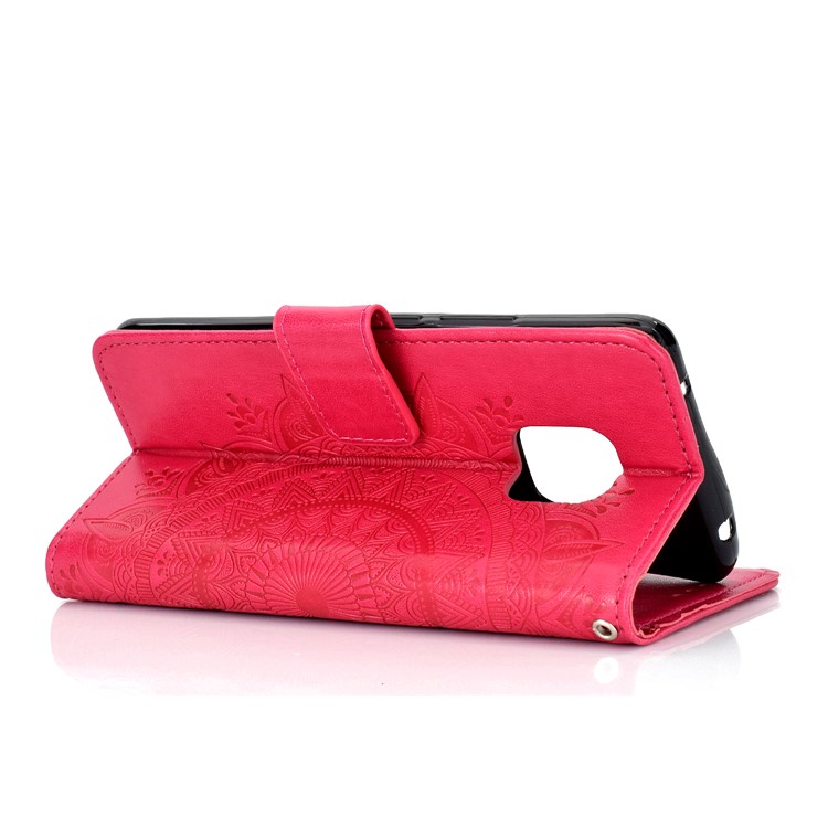 Imprinted Mandala Pattern Magnetic Wallet Leather Phone Shell for Huawei Mate 20 Pro - Rose-5