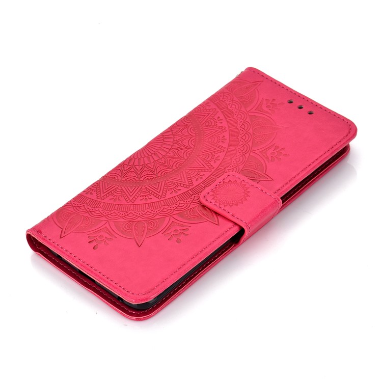 Imprinted Mandala Pattern Magnetic Wallet Leather Phone Shell for Huawei Mate 20 Pro - Rose-7