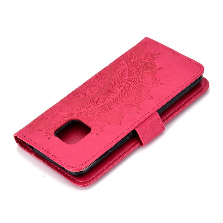 Imprinted Mandala Pattern Magnetic Wallet Leather Phone Shell for Huawei Mate 20 Pro - Rose-8