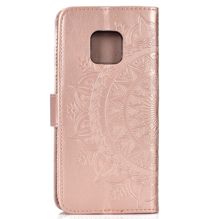 Imprinted Mandala Pattern Magnetic Wallet Leather Phone Case for Huawei Mate 20 Pro - Rose Gold-3