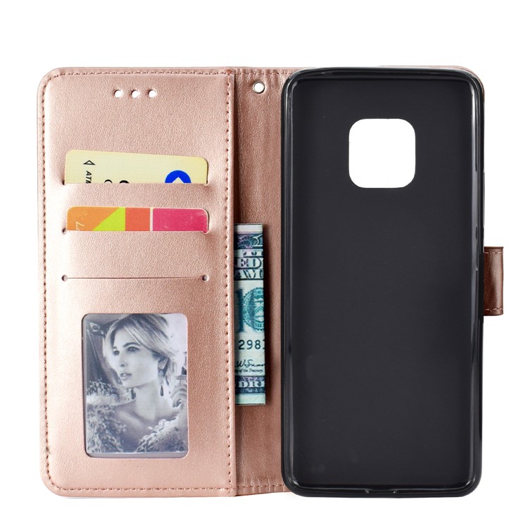 Imprinted Mandala Pattern Magnetic Wallet Leather Phone Case for Huawei Mate 20 Pro - Rose Gold-4