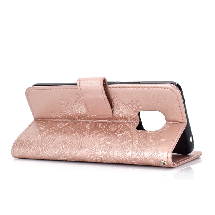 Imprinted Mandala Pattern Magnetic Wallet Leather Phone Case for Huawei Mate 20 Pro - Rose Gold-5