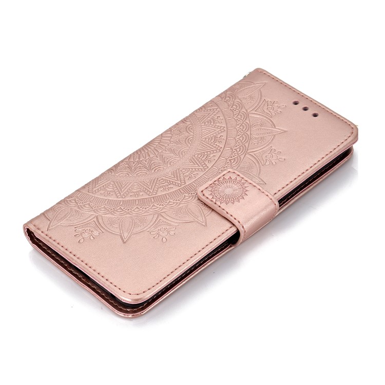 Imprinted Mandala Pattern Magnetic Wallet Leather Phone Case for Huawei Mate 20 Pro - Rose Gold-7