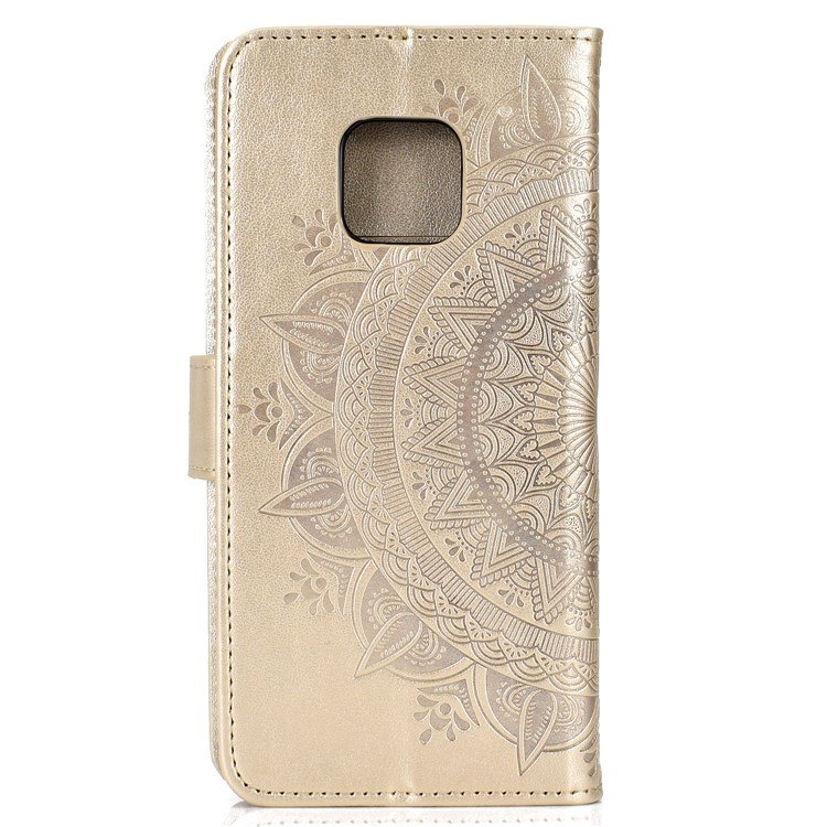 Coque Mobile En Cuir Pour Portefeuille Magnétique Avec Motif De Mandala Imprimé Pour Huawei Mate 20 Pro - Or-3