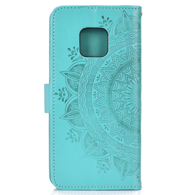 Imprinted Mandala Pattern Magnetic Wallet Leather Mobile Cover for Huawei Mate 20 Pro - Cyan-3