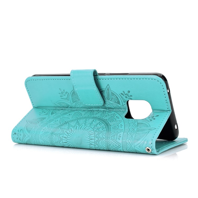 Imprinted Mandala Pattern Magnetic Wallet Leather Mobile Cover for Huawei Mate 20 Pro - Cyan-5