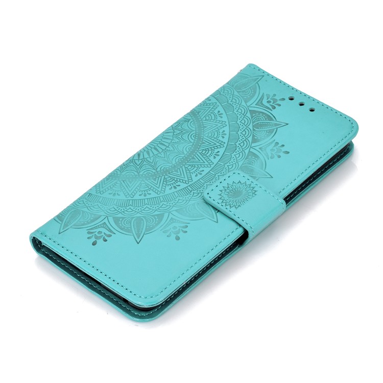 Imprinted Mandala Pattern Magnetic Wallet Leather Mobile Cover for Huawei Mate 20 Pro - Cyan-7